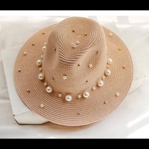 2022 Fedora Hat with Pearl Decoration | Summer Panama | Beach Sun Hat | Pink